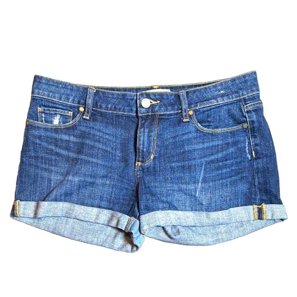 Paige Women's Blue Medium Wash Mid Rise Cuffed Denim Shorts Size 28 Cotton